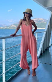 Pattern Village jumpsuit, slow fashion made in NYC, cozy jumpsuits and travel outfits, vacation outfit