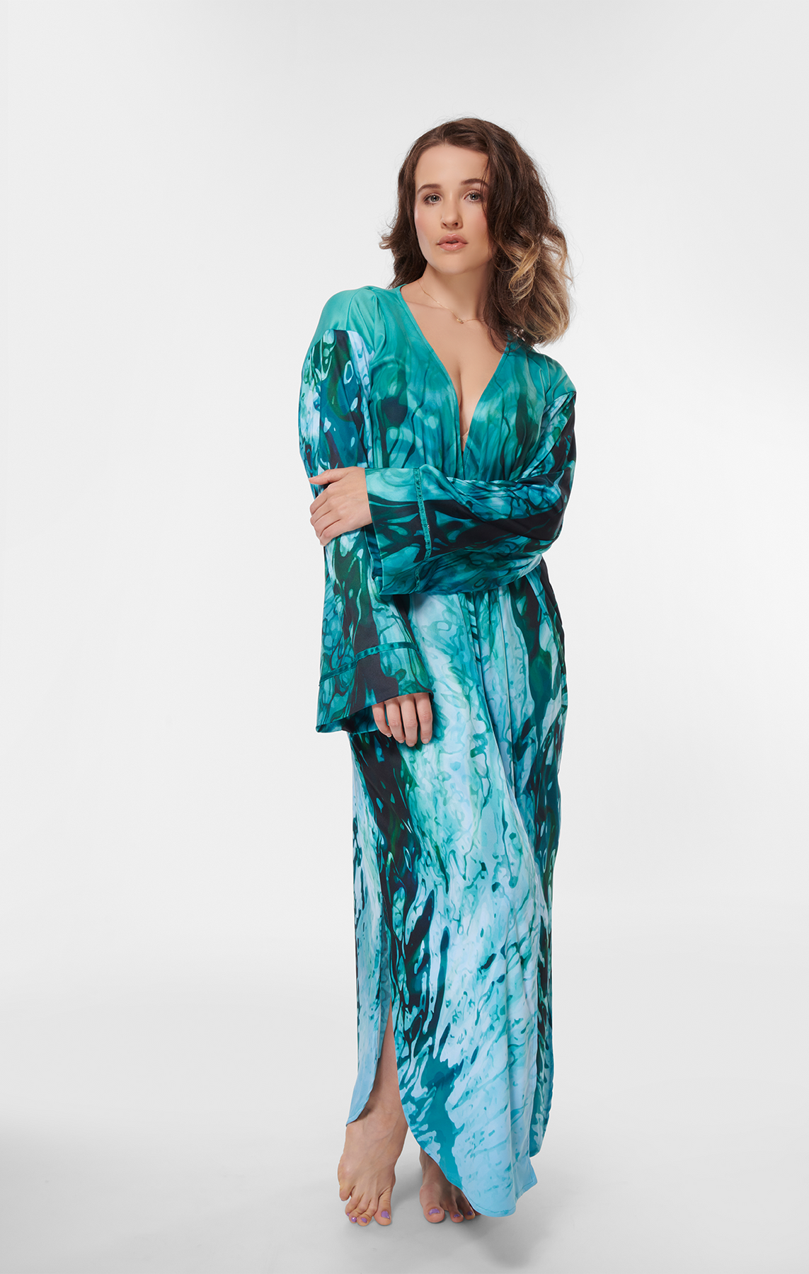 Water Crush Dressing Gown Made from Recycled Water Bottles in NYC Pattern Village Water Crush Dressing Gown Made from Recycled Water Bottles in NYC Pattern Village