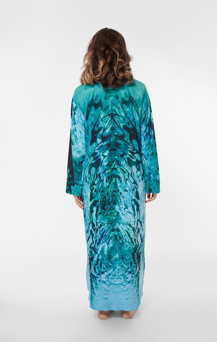 Water Crush Dressing Gown Made from Recycled Water Bottles in NYC Pattern Village Water Crush Dressing Gown Made from Recycled Water Bottles in NYC Pattern Village