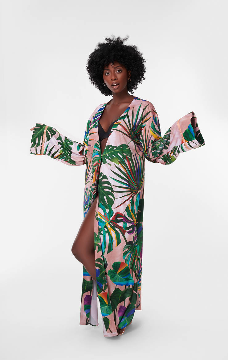 Tropical print dressing gown best sale