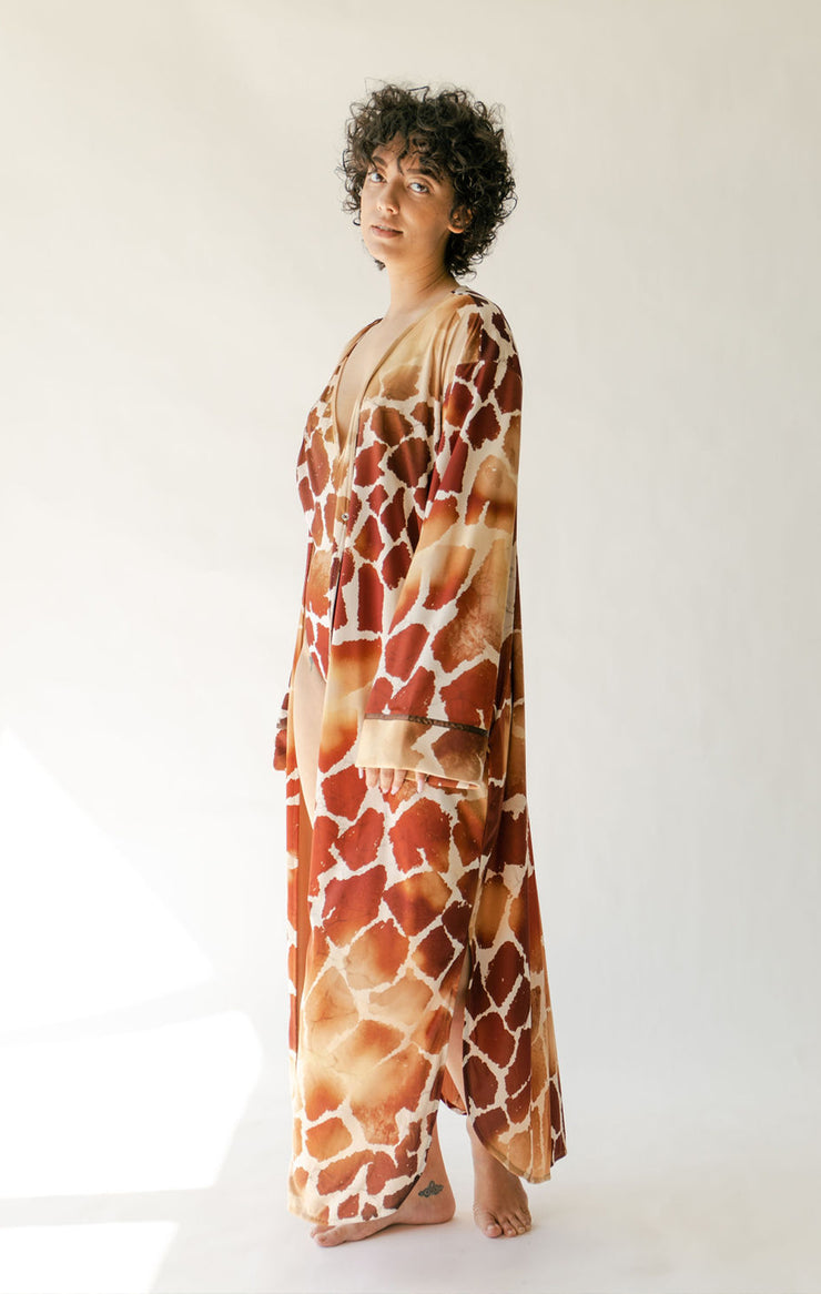 Safari Lust Dressing Gown Made from Recycled Water Bottles in New York Pattern Village Safari Lust Dressing Gown Made from Recycled Water Bottles in New York Pattern Village