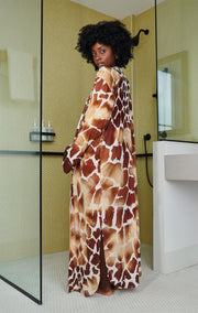 Safari Lust Eco Fashion Dressing Gown, Made in New York from recycled water bottles